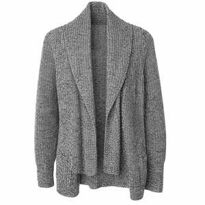J Crew Chunky Ribbed Knit Cotton Shawl Collar Cardigan Sweater Size XS Gray